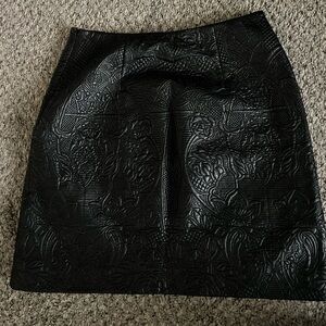Karen Millen Quilted Black Faux Leather Mini Skirt